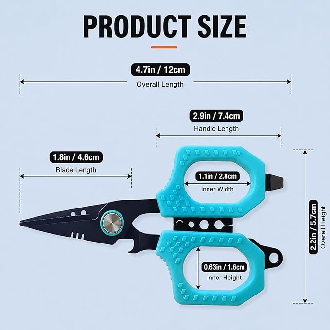 Eupheng Multi Function Fishing Pliers & Scissors Set 4.7" Titanium Coated,Saltwater Resistant Hook Remover with Safety Lock Split Ring Pliers & Fishing Shears for Braided Mono Fluorocarbon