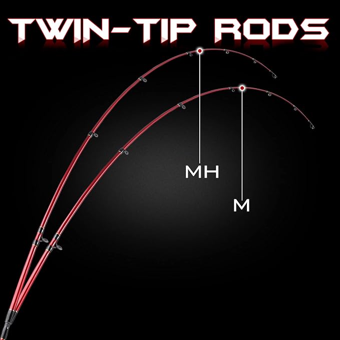 Sougayilang Fishing Rod, 2Pc Casting Rod Spinning Rod for Freshwater Tournament Quality Fishing Pole with 2 Tips for Bass