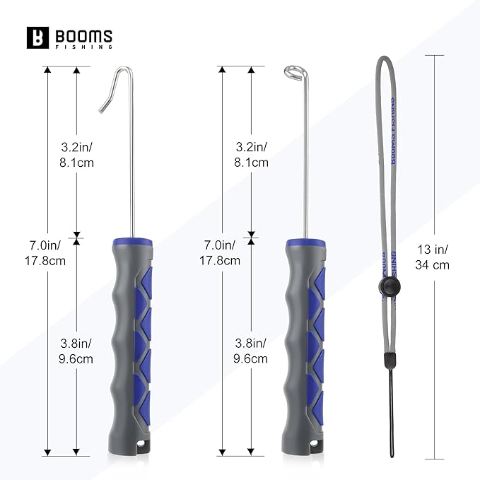 Booms Fishing Hook Remover Tool: 2pack Portable Dehooker Tools Saltwater - 7inch Fish Hook Quick Removal Device with Anti-Lost Lanyard, No Slip Ergonomic Design Handle Fishing Accessories, XW21