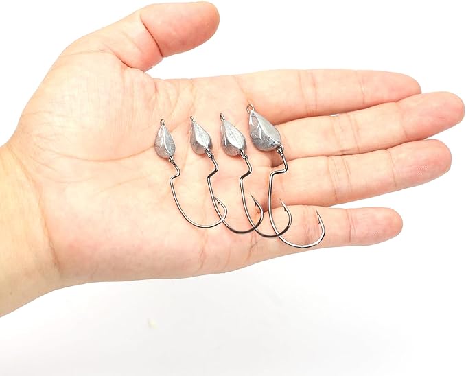OJY&DOIIIY Weighted Texas Rig Hooks, Weedless Swimbait Jig Heads for Bass Fishing 1/8 3/16 1/4 3/8oz