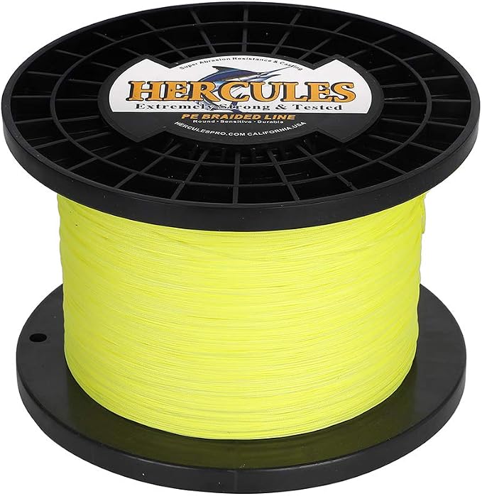 HERCULES Cost-Effective Super Cast 8 Strands Braided Fishing Line 10LB to 300LB Test for Salt-Water,109/328/547/1094 Yards(100M/300M/500M/1000M),Diam.#0.12MM-1.2MM,Hi-Grade Performance,Variety Colors