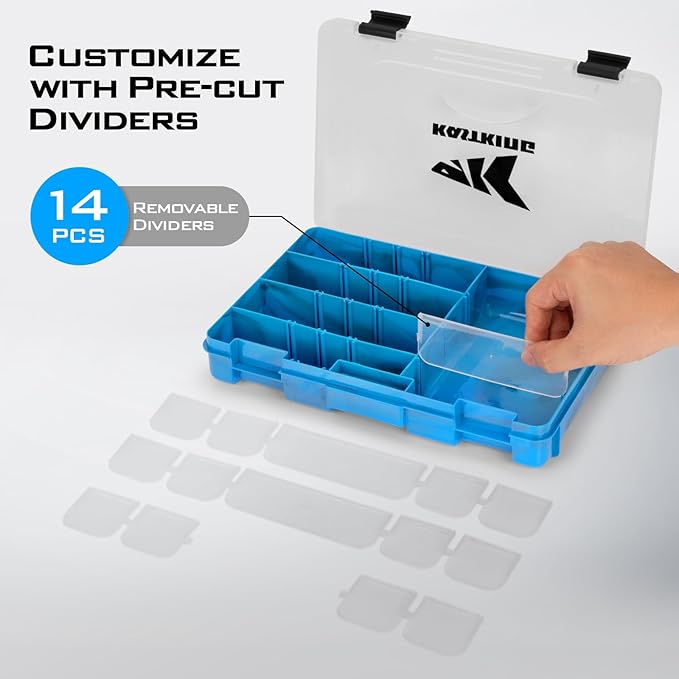 KastKing Tackle Boxes, Plastic Box, Plastic Storage Organizer Box with Removable Dividers - Fishing Tackle Storage - Box Organizer - 2 Packs /4 Packs Tackle Trays - Parts Box