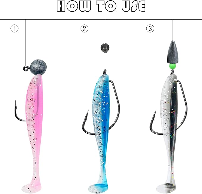Soft Fishing Lures Kit Paddle Tail Swimbaits Plastic Worms Set Mixed Color Minnow Jerkbait Bass Lure Baitsfor Trout,Walleye,Crappie