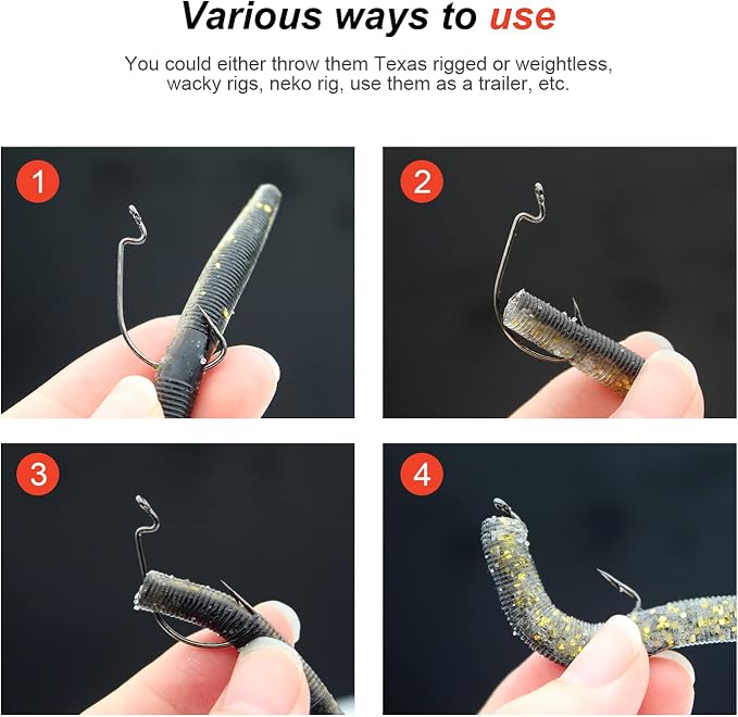 Ned Rig Kit for Bass Fishing – 25pcs/40pcs/60pcs/133pcs Finesse Soft Plastic Worms, Stick Baits, Swimbaits Lures with Shroom Ned Jig Heads, Complete Lure Set for Freshwater Fishing