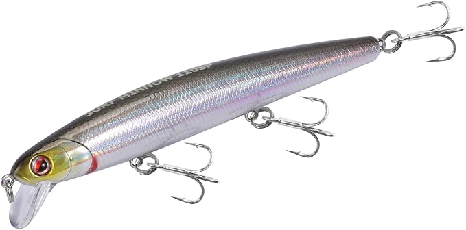 LITTMA California Surf Fishing Lures Saltwater Jerkbait Crankbait Surf Minnow 110/125 - Metallic Sardine Super Glow & Pearl Pink Belly Glow Lures for Halibut & Striper Fishing