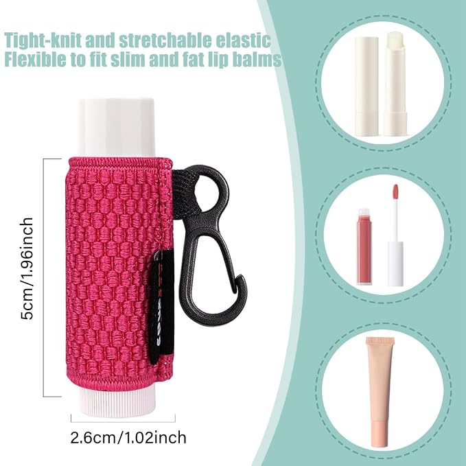 HEYSKAY 3PCS Lip Balm Holder Sleeves Keychain Chapstick Holder Lip Gloss Holder Keychain Chapstick Elastic Sleeves(Beige/Grey/Orange)