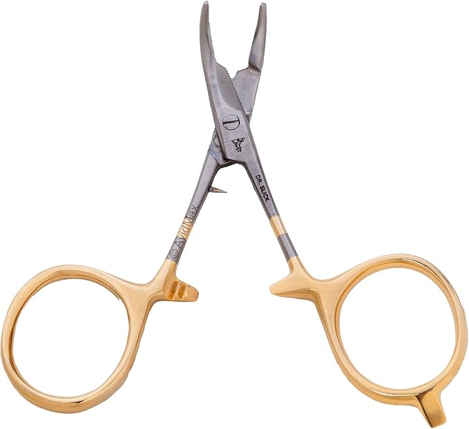 Dr. Slick Scissor Clamp, 4", Gold Loops, Curved, 1/2