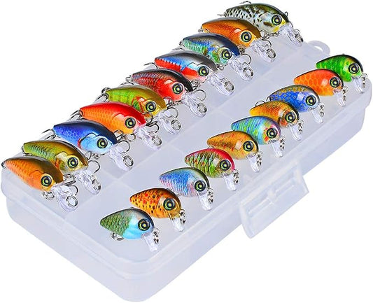 Mini Crankbait Fishing Lures Kits Swimbait Wobbler Hard Baits for Bass Trout Pike Freshwater and Saltwater 10pc-20pc/pack