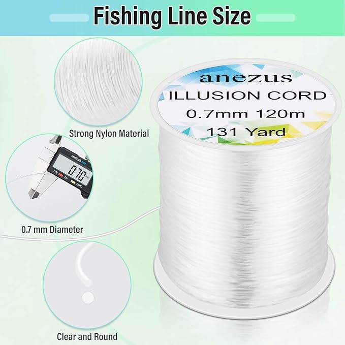 Anezus Fishing Wire for Hanging, Clear Fishing Line Invisible String Strong Monofilament Line for Hanging Decorations and Crafts