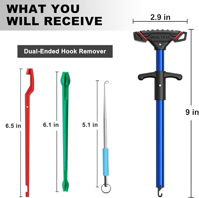 SNAIL TRAIL Fish Hook Remover Tool - Suitable for Most Types of Lures. Fishing Pliers for Fishhook Removal, Saltwater Dehooker Gear, Gifts for Beginners & Pro Fisherman