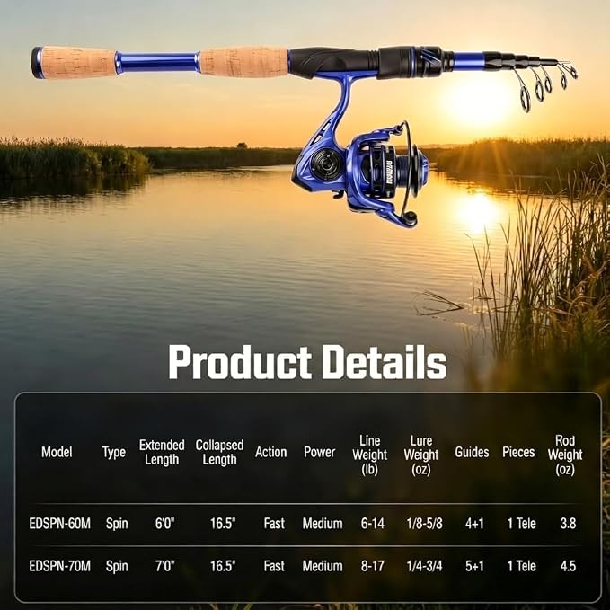 Fishing Rod and Reel Combo, Fishing Full kit Include Fishing Lures, Fishing Accessories,Portable Travel Kit with Carrier Bag for Freshwater Saltwater