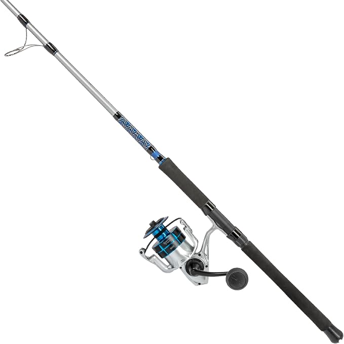 Quantum Strive Spinning Reel and Fishing Rod Combo, Graphite Composite Blank, 4+1 Bearings, Silver/Blue