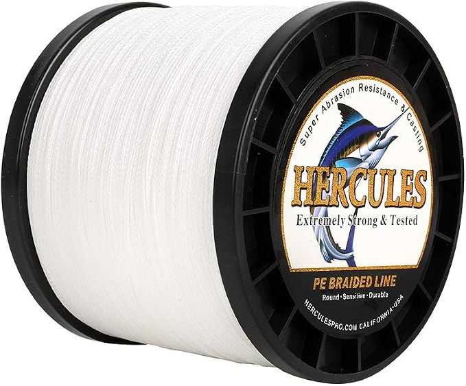 HERCULES Cost-Effective Super Strong 4 Strands Braided Fishing Line 6LB to 100LB Test for Salt-Water, 109/328 / 547/1094 Yards (100M / 300M / 500M / 1000M), Diam# 0.08MM - 0.55MM, Hi-Grade