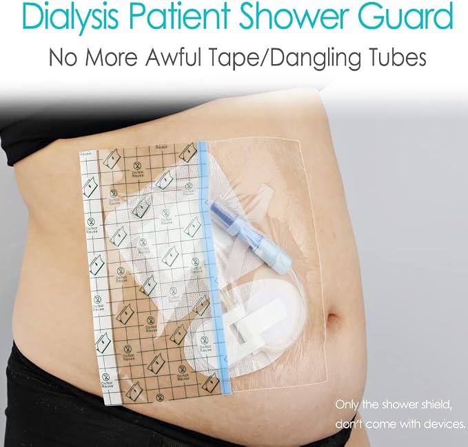 Waterproof Shower Bandage Protector [Pack of 50], 6"x8" Dialysis Catheter Shower Cover Wound PD Peritoneal Dialysis Chemo Port Chest Feeding Tube G-Tube PICC Line Film Dressing