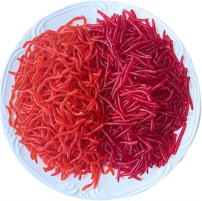 200pcs Soft Artificial Lure Earthworm Baits Fishing Lure Earthworm Bloodworm Baits Fishing Accessory