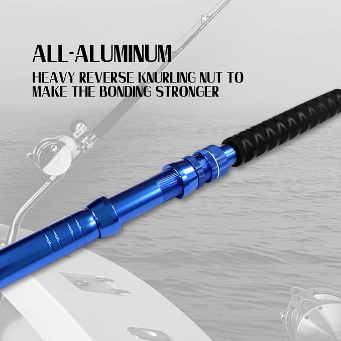 Fiblink 2-Piece Saltwater Offshore Heavy Bent/Straight Butt Trolling Rod Fishing Roller Rod Conventional Boat Deep Sea Fishing Pole (5'1"/5'6"/6'/6'6",30-50lb/50-80lb/80-120lb)