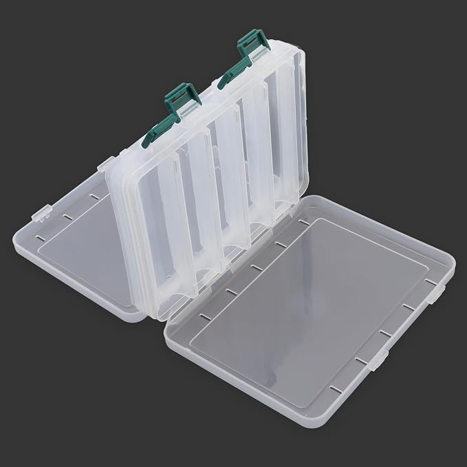 Double Sided Fishing Lures Box, Transparent Visible Fishing Lure Bait, Squid Jig Hooks Plastic Fishing Tackle Storage Case Container (10 Grids 20x16x5cm)
