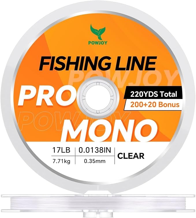 Pro Monofilament Fishing Line with Knot Instruction Cards for Multi Purpose Cost Effective, Strong Yet Thin Nylon String for Big Fishes, Tangle-Free & UV Resistant, 15/20/30/50/80LB