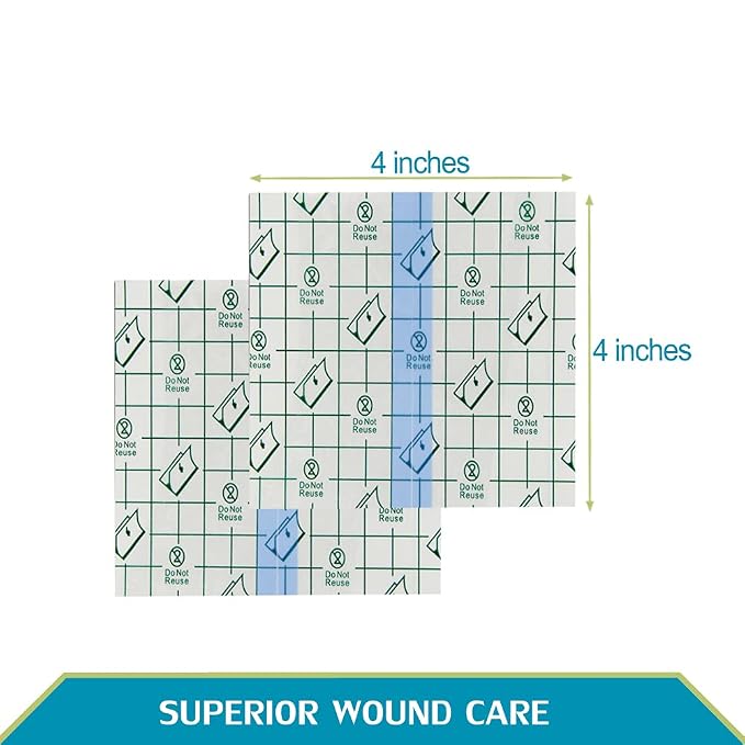 50 Pcs Chest Port Shower Cover Waterproof Adhesive Bandage Protector 4 x 4 Inch for Dialysis Catheter Chemo Hemodialysis Transparent Patch Surgery Wound Incision Water Barrier Stretch Dressing