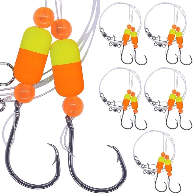 Pompano-Rigs-for-Surf-Fishing-Saltwater-Gear with Double Circle & Wide Gap Hook-6-Pack Surf Fishing Tackle
