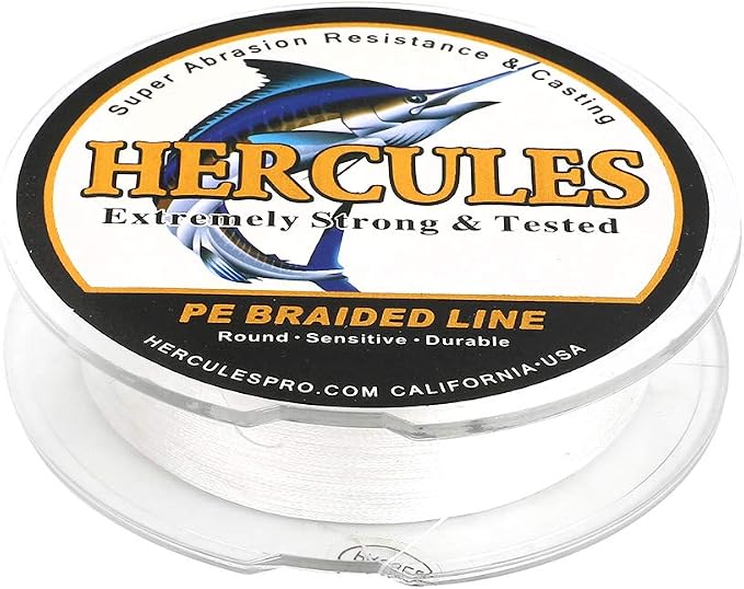 HERCULES Cost-Effective Super Strong 4 Strands Braided Fishing Line 6LB to 100LB Test for Salt-Water, 109/328 / 547/1094 Yards (100M / 300M / 500M / 1000M), Diam# 0.08MM - 0.55MM, Hi-Grade