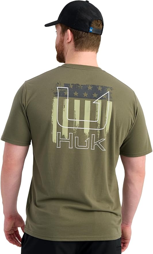 HUK Mens Performance Fishing Logo Tee, Short Sleeve T-Shirt for Men