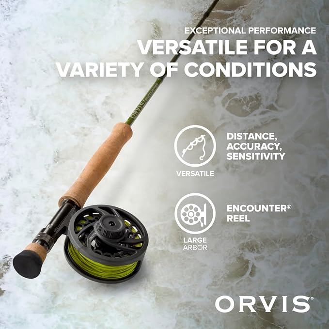 Orvis Encounter Fly Rod Outfit - 4Pc Fishing Rod and Reel Combo with Smooth Performance, Complete with Reel, Line, Backing, & Leader for Young Anglers