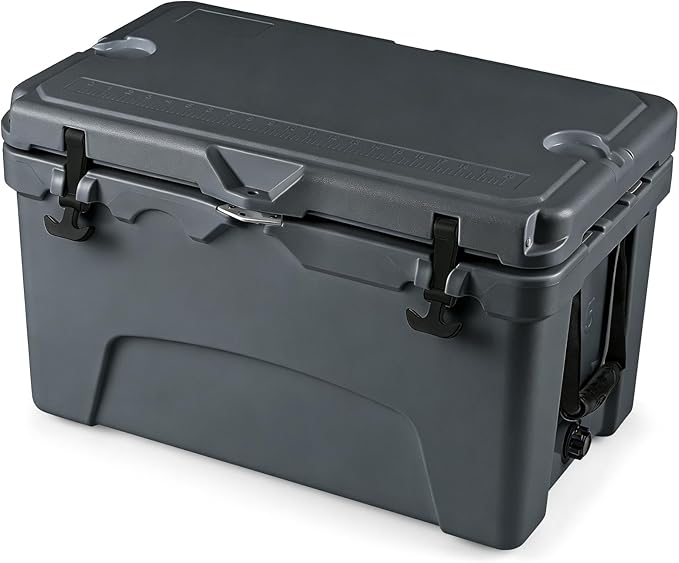 Goplus Hard Cooler, Insulated Ice Chest w/Portable Handles, Cup Holders, Ruler, Bottle Opener, 6 Day Ice Retention for Drink, Beverage, Camping, Fishing, Beach