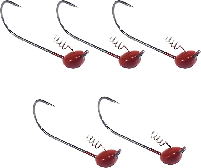 Reaction Tackle Tungsten Shaky Head Jigs for Bass Fishing - Premium Fishing Hooks, Ideal Shaky Head Jig to Catch Big Bass and Other Fish - (5-Pack)