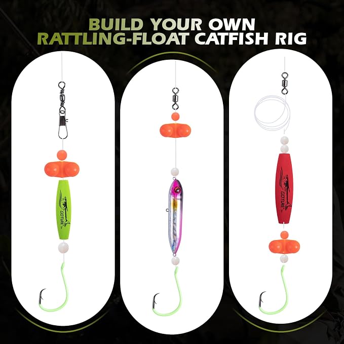 Goture Catfish Rig Making Kit,274pcs/300pcs Catfishing Tackle with Luminous Fishing Hook Swivel Sinker Weights Rattle Float Bobber Stoppers,Catfish Rigs Accessories with 3600 Tackle Box,Gifts for Men