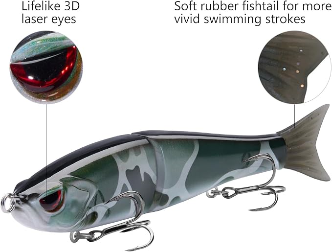 Bassdash SwimShad Glide Baits Jointed Swimbait Bass Pike Salmon Trout Muskie Fishing Lure
