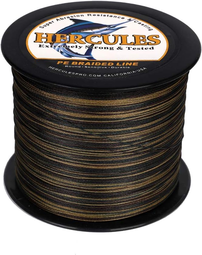 HERCULES Cost-Effective Super Strong 4 Strands Braided Fishing Line 6LB to 100LB Test for Salt-Water, 109/328 / 547/1094 Yards (100M / 300M / 500M / 1000M), Diam# 0.08MM - 0.55MM, Hi-Grade