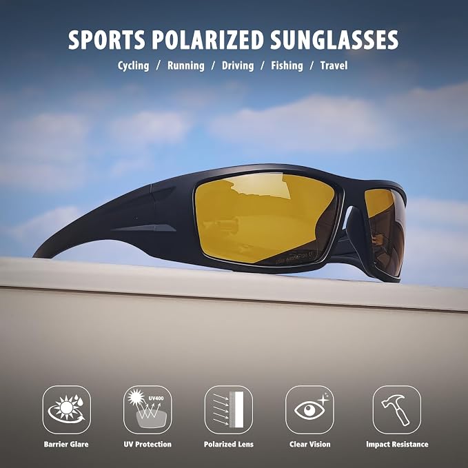 Polarized Sports Sunglasses for Men Women Unbreakable Frame Cycling Fishing Wrap Around Sunglasses UV400 Protection