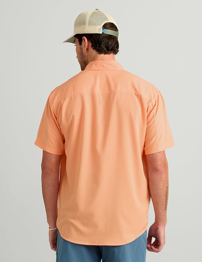 HUK Men's Tide Point Kc Scott Original Artwork Short Sleeve Shirt, Fishing Button Down