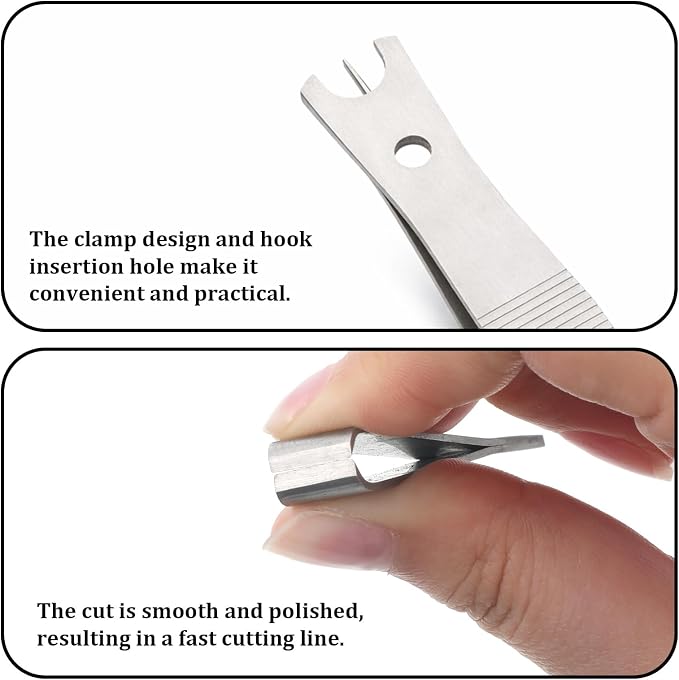 2Pcs Black Silver Stainless Steel Fishing Line Cutter Nipper with Hook Eye Cleaner Pin, Multi Functional Fly Fishing Tool, Compact Fishing Line Scissors (51 * 11.5mm)