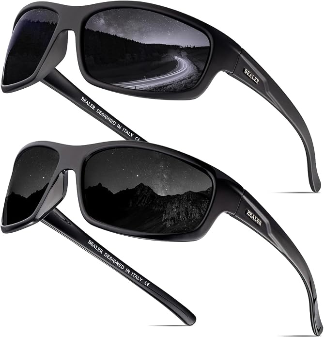 BEALER Polarized Sports Sunglasses for Men Lightweight TR90 Frame Sun Glasses Driving Cycling Fishing UV Protection Shades