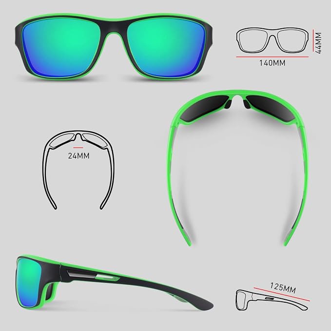WEAROYO Polarized Sports Sunglasses for Men Women,Fishing Driving Rectangular Goggles UV400 Protection