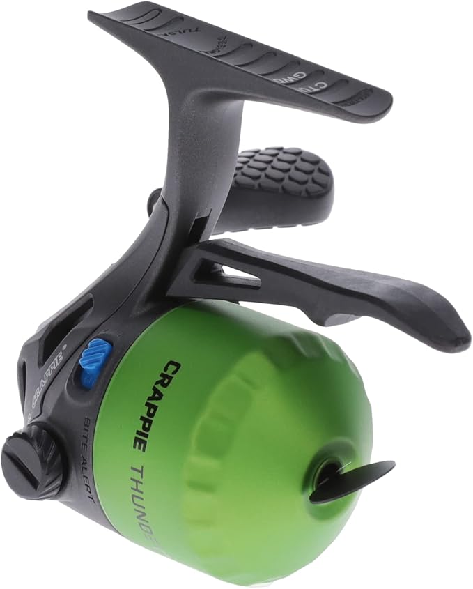 Lew's Crappie Thunder Underspin Fishing Reel, 4.3:1 Gear Ratio, Right or Left-Hand Retrieve, Crappie Thunder Green