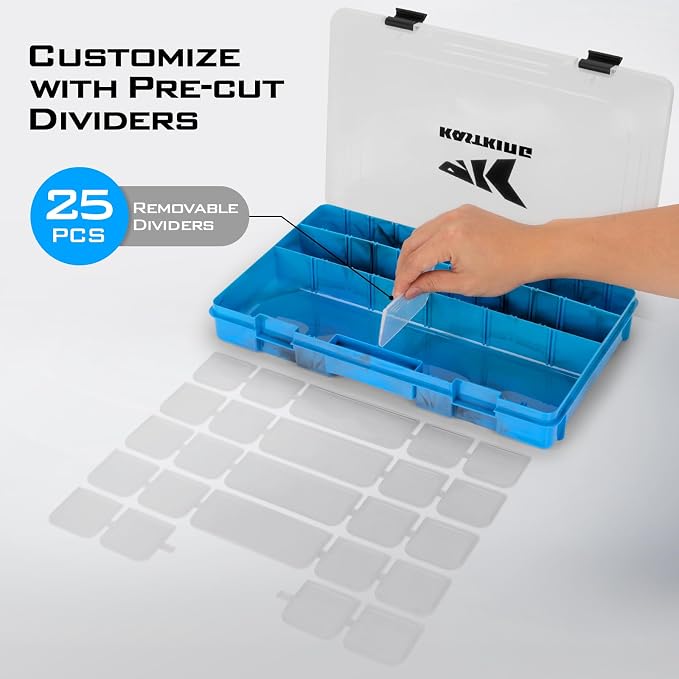 KastKing Tackle Boxes, Plastic Box, Plastic Storage Organizer Box with Removable Dividers - Fishing Tackle Storage - Box Organizer - 2 Packs /4 Packs Tackle Trays - Parts Box