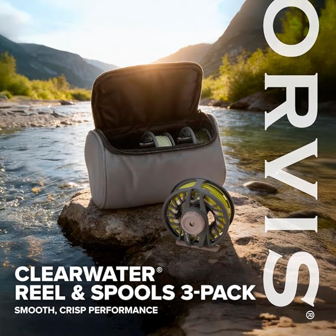 Orvis Clearwater Reel & Spools 3-Pack: Lightweight Fly Fishing Reels with Extra Spools, Durable Construction, Smooth Drag System