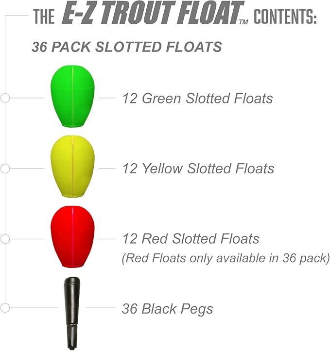 Trout Magnet E-Z Trout Floats - 36 Easy to Adjust Slotted Fishing Bobbers - Freshwater and Saltwater Teardrop Fishing Strike Indicators - Made in The USA by Leland's Lures - Ultra-Responsive Floats