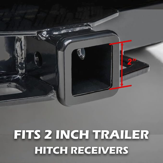 Heavy Duty Hollow Out American Flag Metal Trailer Hitch Cover for 2-inch Receiver (with 5/8-inch Pin Dia Anti-Theft Hitch Lock, Black&Red)