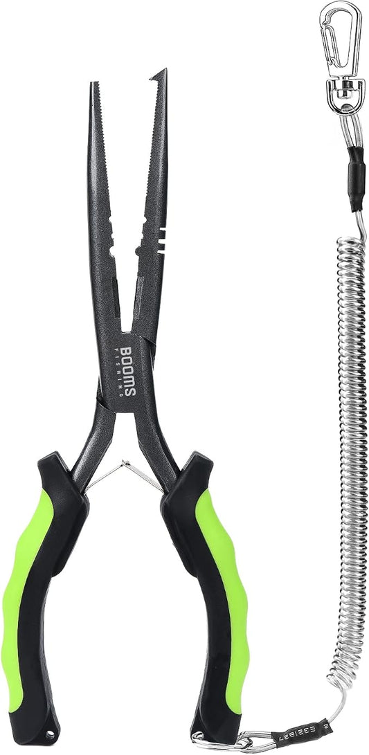 Booms Fishing F03 Needle Nose Fishing Pliers, 9" Fisherman's Pliers, Long Nose Hook Remover, Saltwater Resistant Fishing Gear