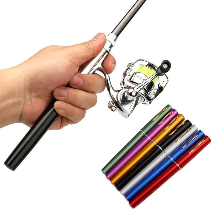 Telescopic Fishing Rod Reel Combo Lightweight Fishing Rod Spin Reel System for Freshwater Saltwater Mini Pen Fishing Pole Kit
