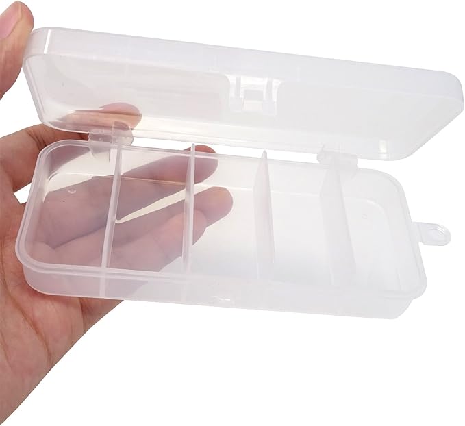 Honbay 2PCS 5x2.4x1Inch Small Clear Visible Plastic Fishing Tackle Accessory Box Fishing Lure Bait Hooks Storage Box Case Container Jewelry Making Findings Organizer Box Storage Container Case