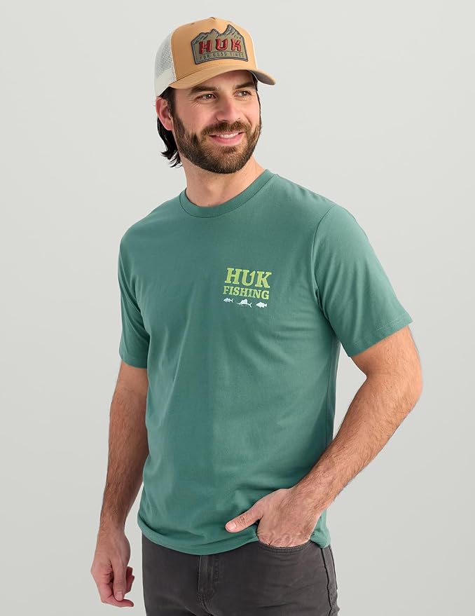 HUK Mens Performance Fishing Logo Tee, Short Sleeve T-Shirt for Men
