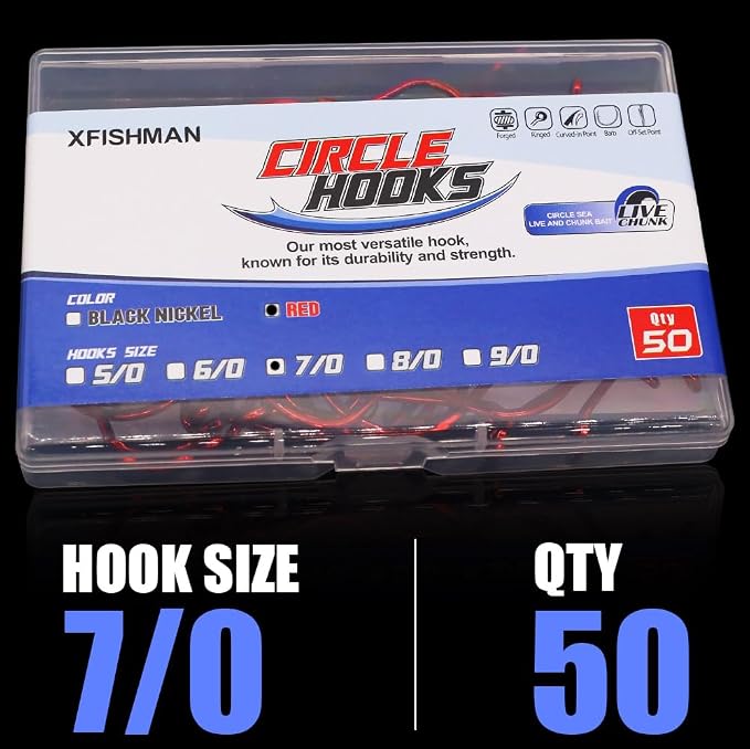 XFISHMAN Circle-Hooks-Fishing-Equipment-Octopus-Hooks-Saltwater-50 Pack #1 –12/0