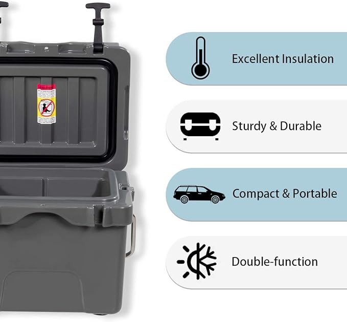 Goplus 16 Quart Cooler, 24-Can Capacity Ice Chest with 2 Cup Holders, 3-5 Days Ice Retention, Portable Insulated Ice Box for Camping, Fishing Outdoor Activities