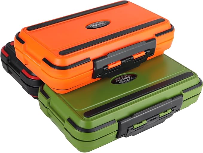 small tackle box, mini waterproof fishing tackle box organizer, double sided organizer travel box(L Orange)