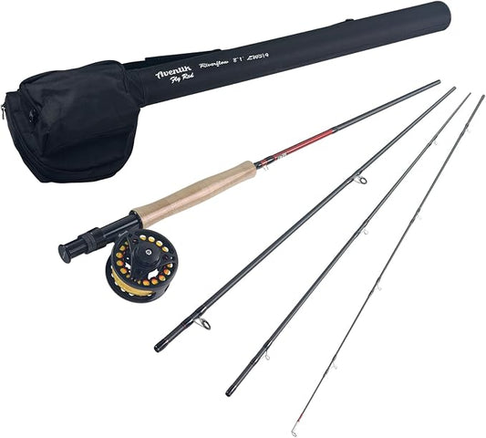 Aventik Riverflow Fly Fishing Kit: 3/4-Piece Graphite Rod & Pre-Loaded SADC Aluminum Reel Combo, 0wt-6wt Starter Set, Travel Fly Rod Tube Included